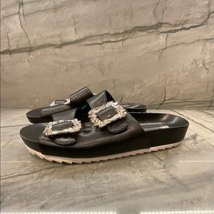 INC International Concepts sandals with crystals decorations, black size 7 M